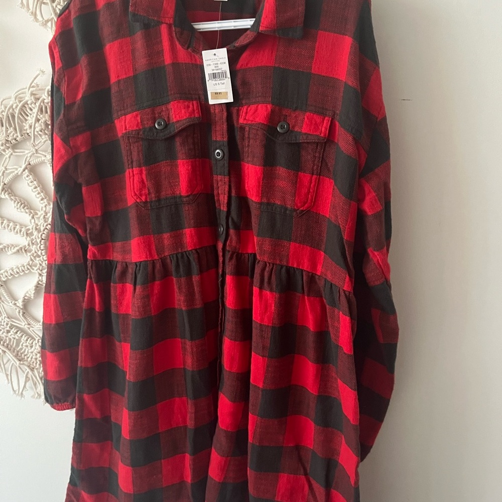 American Eagle Outfitters Red and Black Plaid Dress